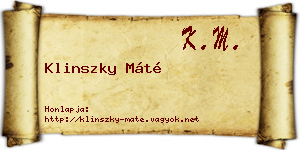 Klinszky Máté névjegykártya