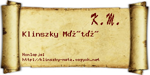 Klinszky Máté névjegykártya